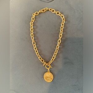 Susan Shaw Peruvian Coin Toggle Necklace Gold plated